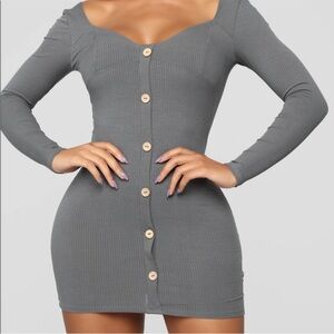 Gray ribbed mini dress